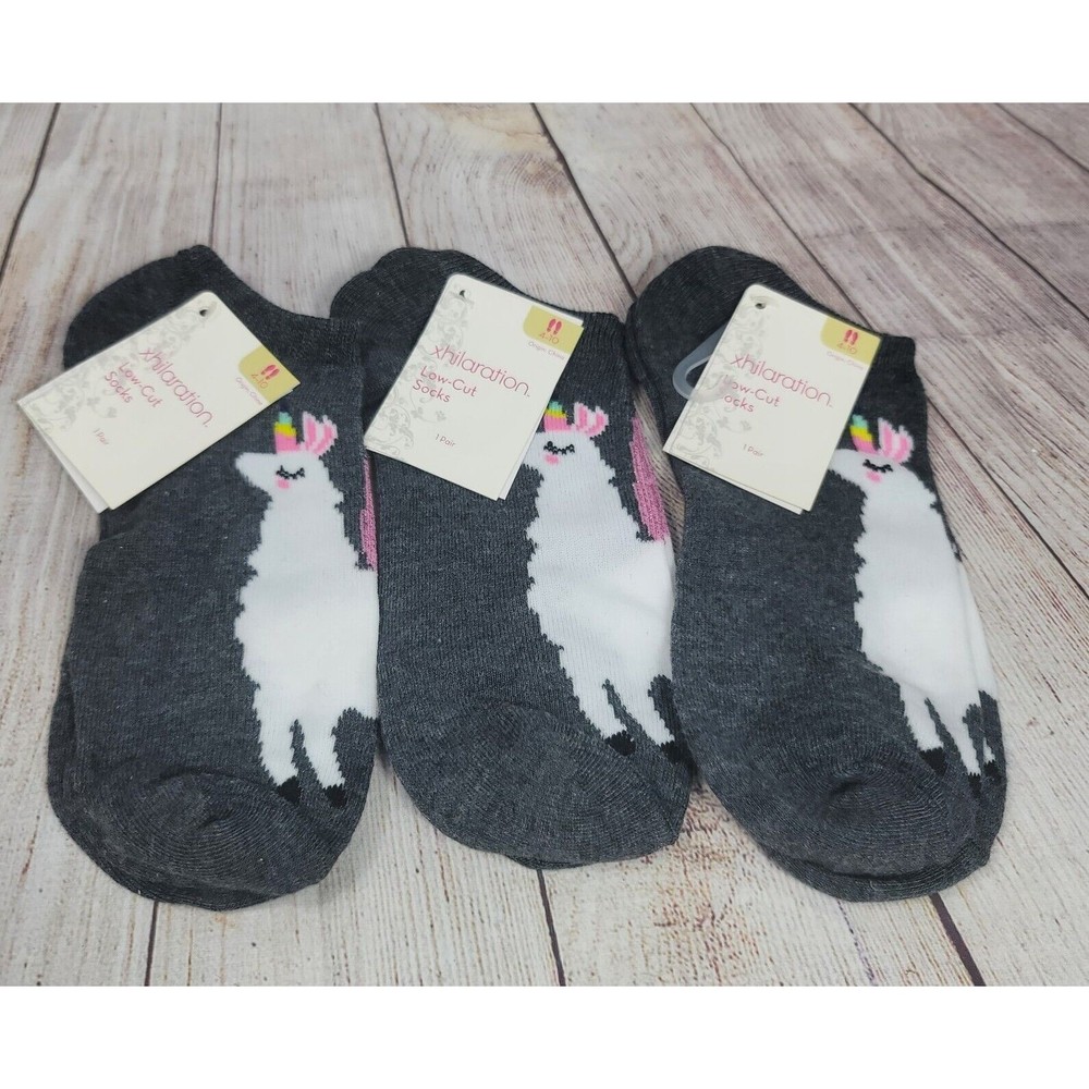 3 X Womens Low Cut Ankle Socks Unicorn Glitter Pairs Xhilaration Peach 4-10
